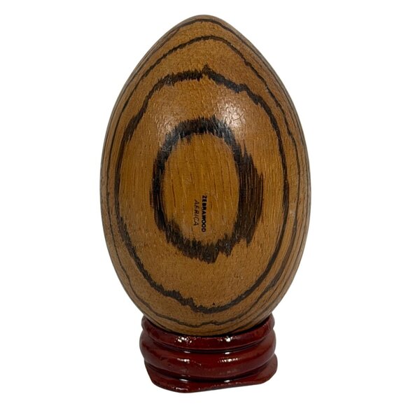 Handmade Africa Zebrawood Decorative Egg + Stand Easter/5th Anniversary Gift - Picture 5 of 7